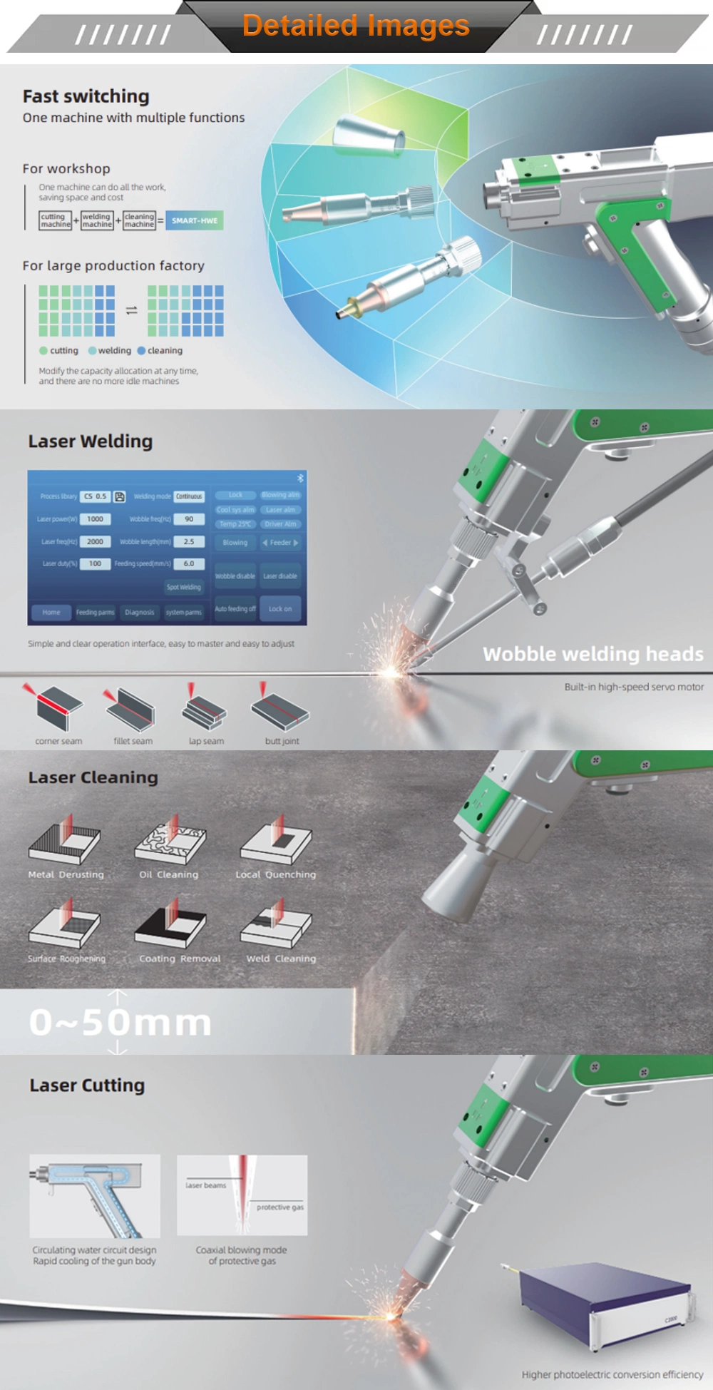 1000W 1500W Hand Held Portable Fiber Laser Welding Machine